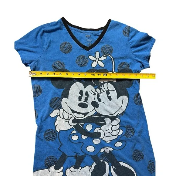 Disney Store Mickey Minnie Sleep Shirt Nightgown Blue Polka Dot Pajama Tee M/L - Picture 7 of 9